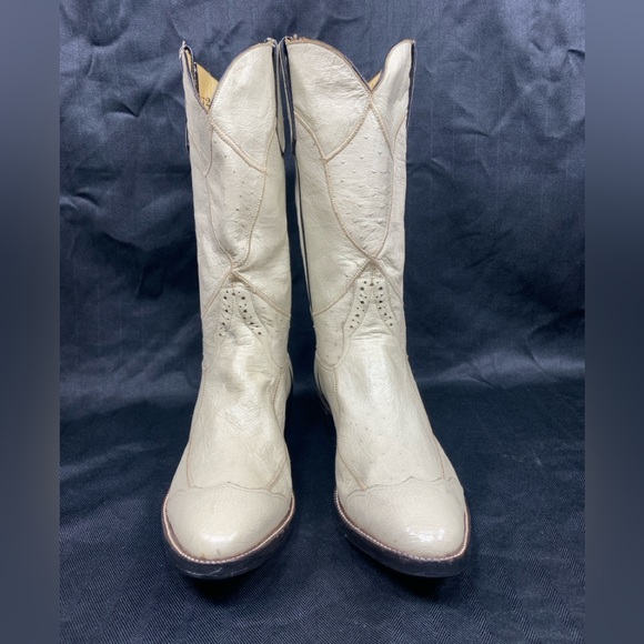 VTG Rios Of Mercedes Off White Full Quill Ostrich Cap Toe Anti Slip Vibram Soles - Picture 2 of 15